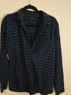 Madewell Blue and Black Plaid Button-Down Shirt